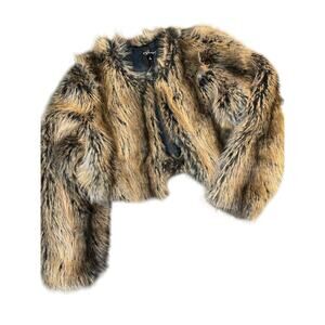 Say What? Size Small Cropped Faux Fur Jacket